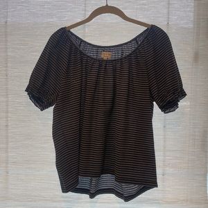 Madewell Texture and Thread Medium Blue and White striped shirt